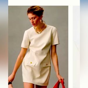 NWOT amazing Anthropologie faux leather cream dress size XL